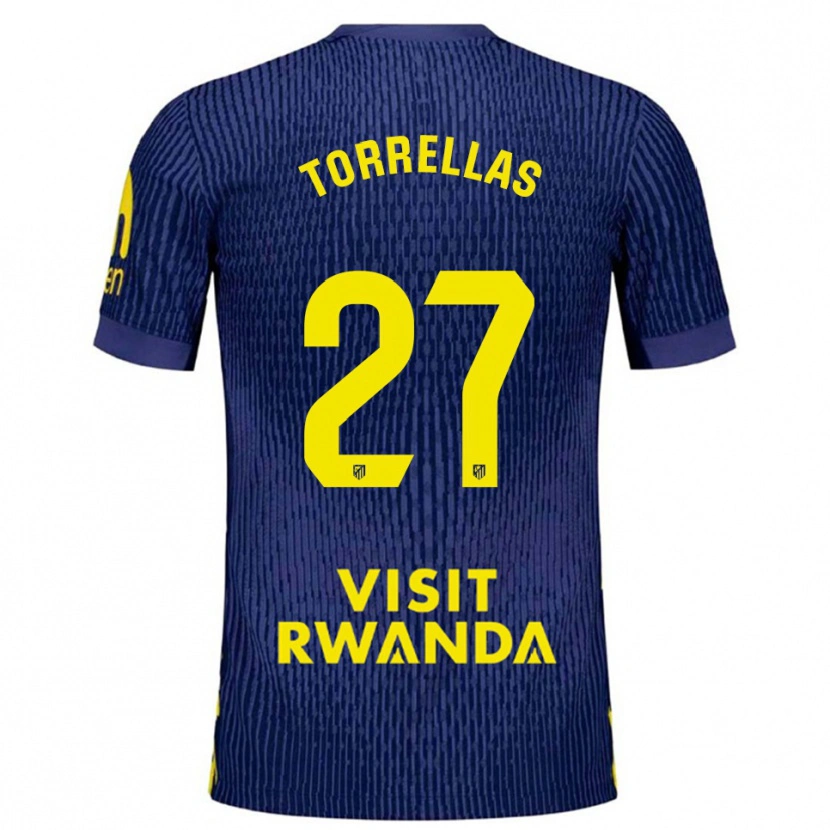 Danxen Män Óscar Torrellas #27 Marinblå Gul Bortatröja Matchtröjor 2025/26 Tröjor T-Tröja
