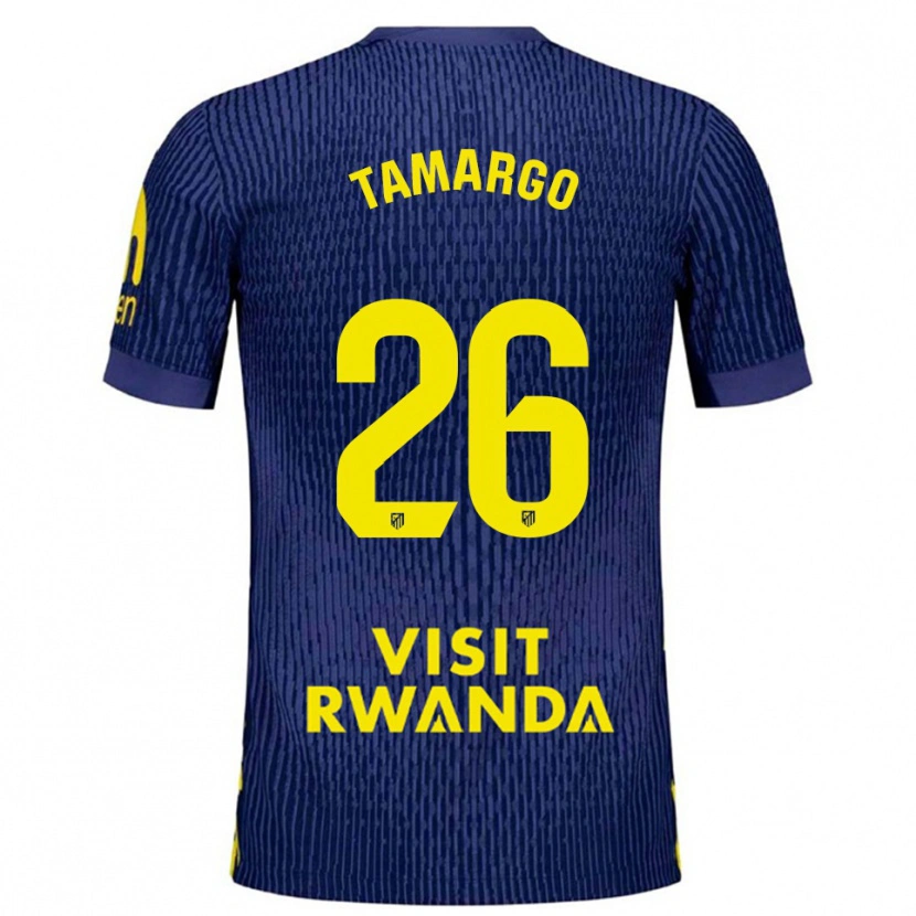 Danxen Män Álvaro Tamargo #26 Marinblå Gul Bortatröja Matchtröjor 2025/26 Tröjor T-Tröja