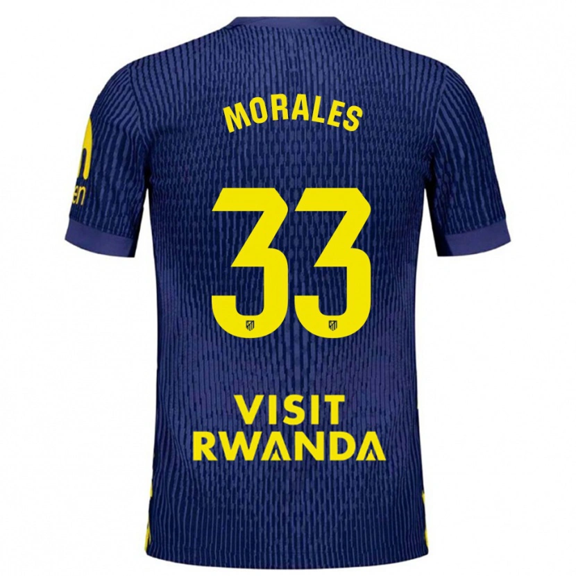 Danxen Män Luismi Morales #33 Marinblå Gul Bortatröja Matchtröjor 2025/26 Tröjor T-Tröja