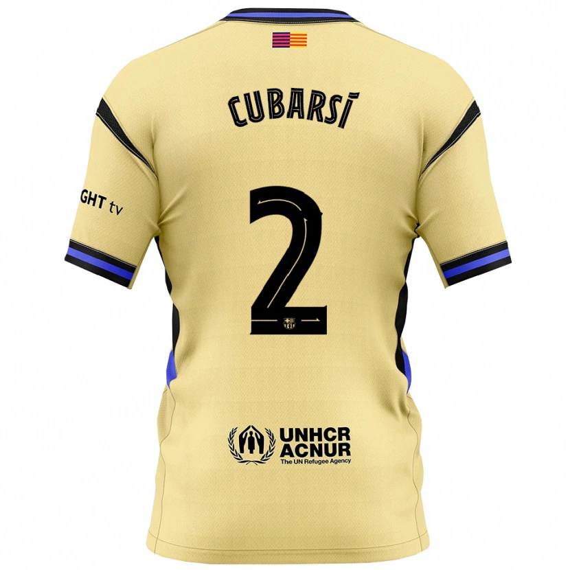 Danxen Män Pau Cubarsí #2 Gul Svart Bortatröja Matchtröjor 2025/26 Tröjor T-Tröja
