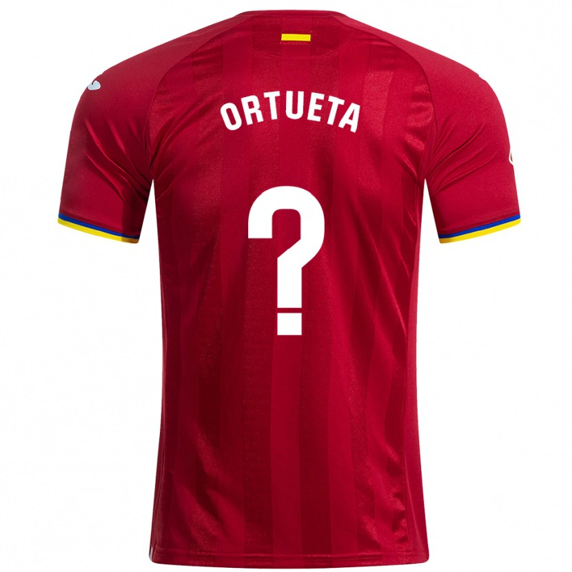 Danxen Män Ignacio Ortueta #0 Röd Gul Blå Bortatröja Matchtröjor 2025/26 Tröjor T-Tröja