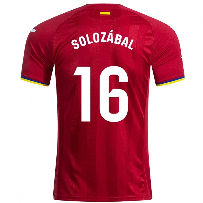 Danxen Män Hugo Solozábal #16 Röd Gul Blå Bortatröja Matchtröjor 2025/26 Tröjor T-Tröja
