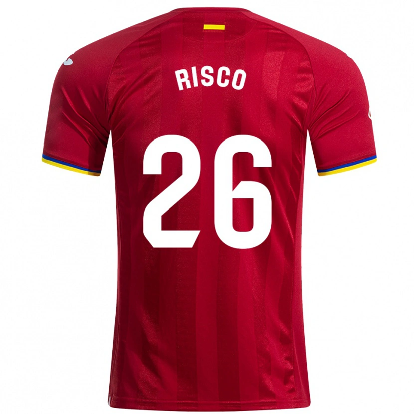 Danxen Män Alberto Risco #26 Röd Gul Blå Bortatröja Matchtröjor 2025/26 Tröjor T-Tröja