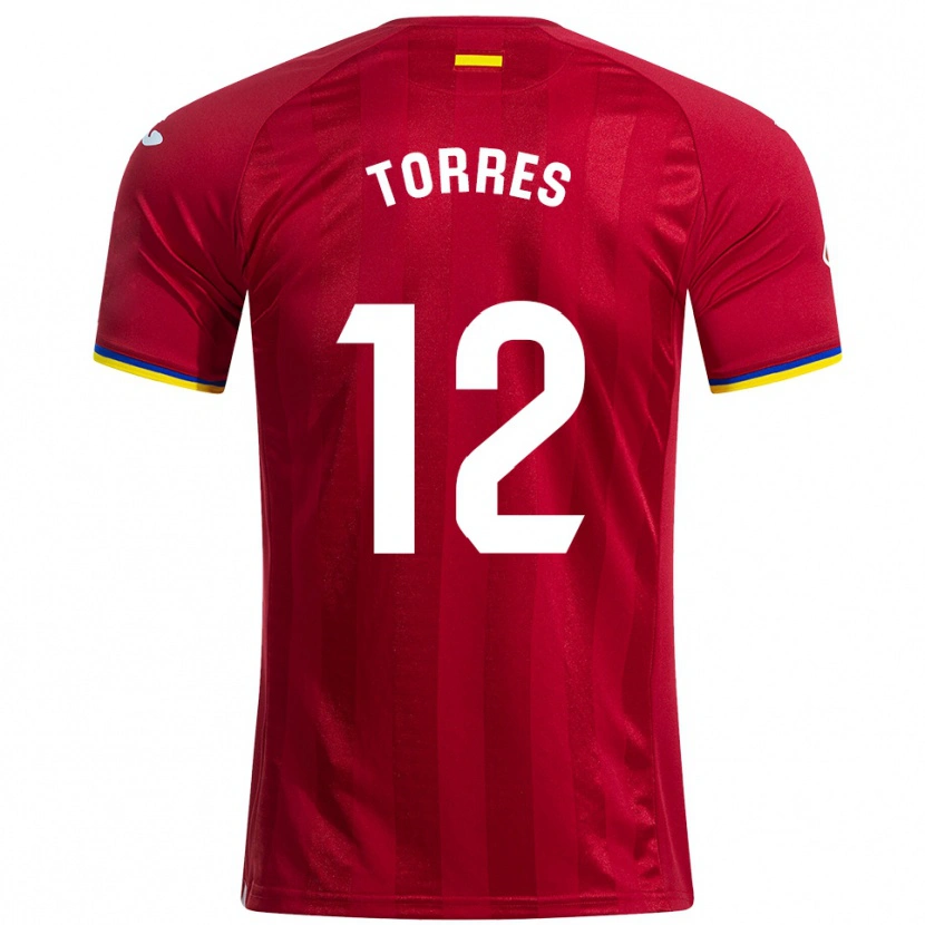 Danxen Män Rubén Torres #12 Röd Gul Blå Bortatröja Matchtröjor 2025/26 Tröjor T-Tröja