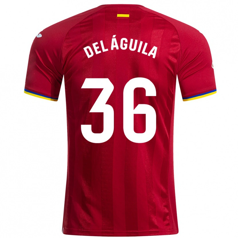 Danxen Män Ángel Del Águila #36 Röd Gul Blå Bortatröja Matchtröjor 2025/26 Tröjor T-Tröja