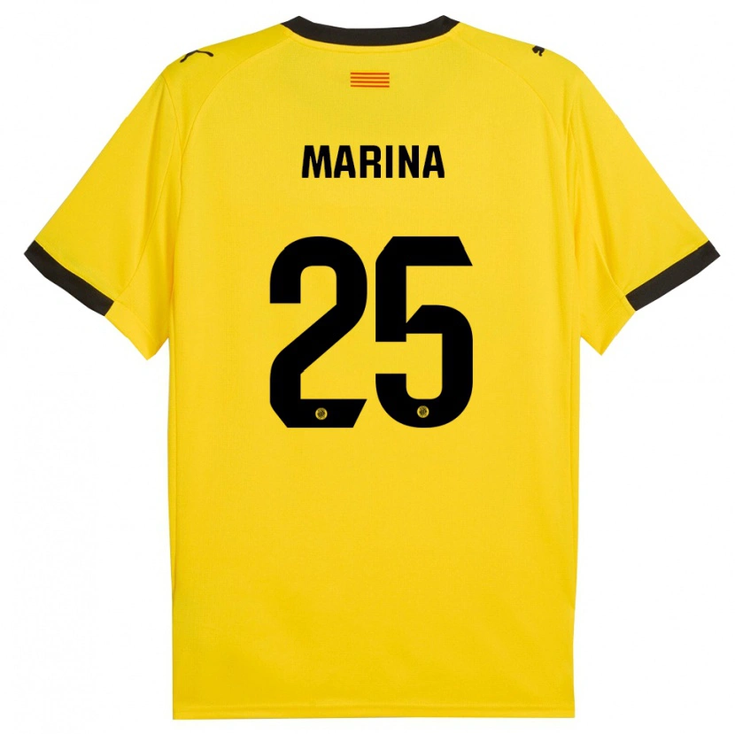Danxen Män Sergi Marina #25 Gul Svart Bortatröja Matchtröjor 2025/26 Tröjor T-Tröja