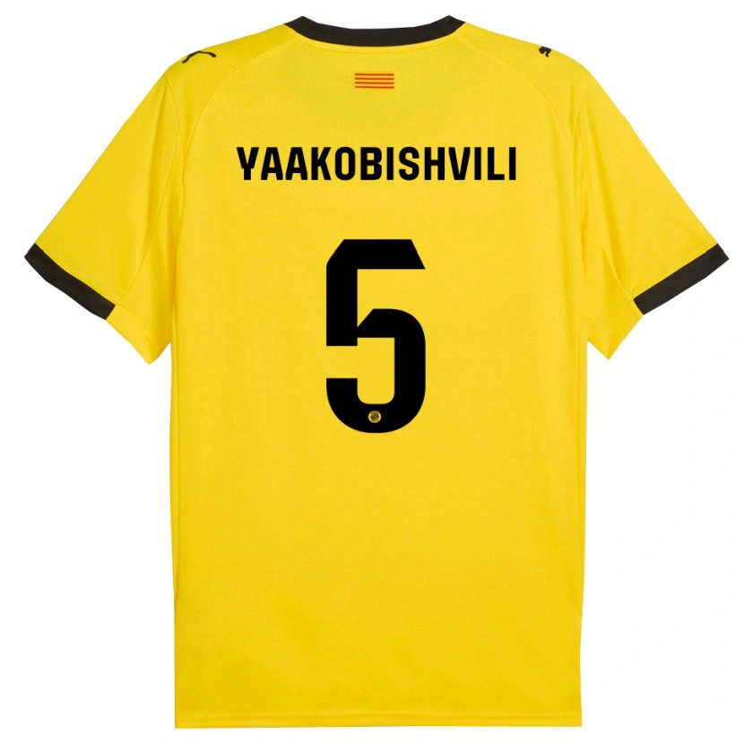 Danxen Män Antal Yaakobishvili #5 Gul Svart Bortatröja Matchtröjor 2025/26 Tröjor T-Tröja