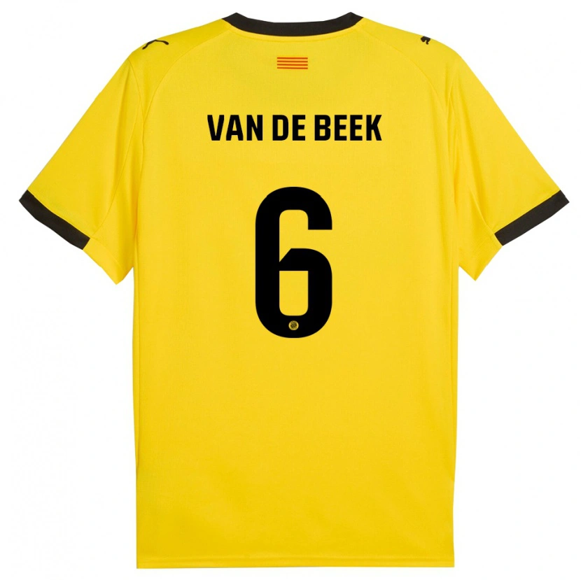 Danxen Män Donny Van De Beek #6 Gul Svart Bortatröja Matchtröjor 2025/26 Tröjor T-Tröja