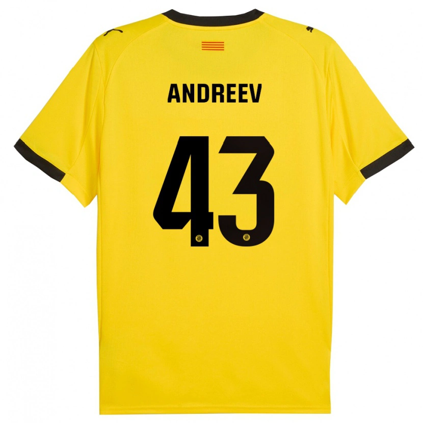 Danxen Män Aleksandar Andreev #43 Gul Svart Bortatröja Matchtröjor 2025/26 Tröjor T-Tröja