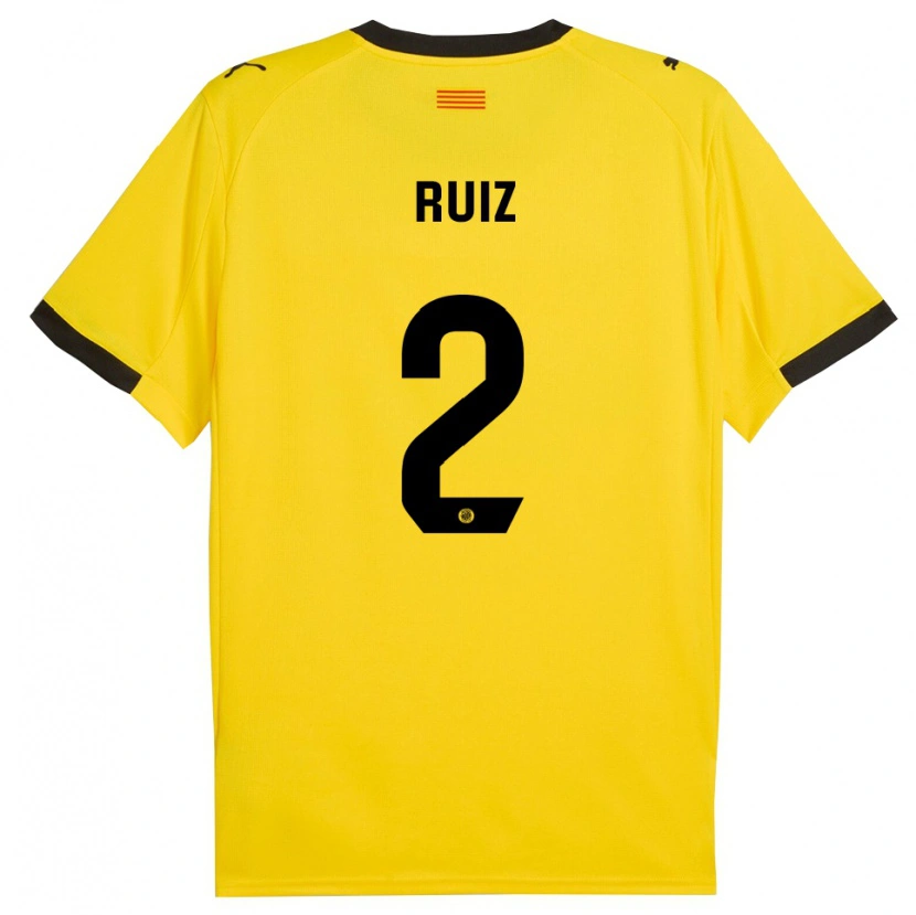 Danxen Män Ferran Ruiz #2 Gul Svart Bortatröja Matchtröjor 2025/26 Tröjor T-Tröja