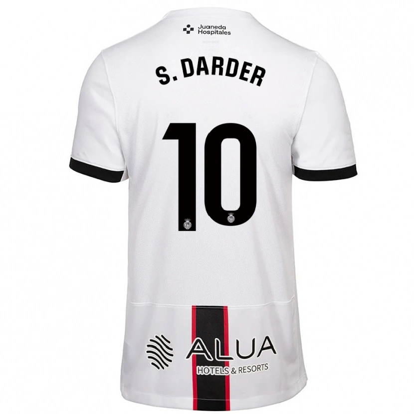 Danxen Män Sergi Darder #10 Vit Svart Bortatröja Matchtröjor 2025/26 Tröjor T-Tröja