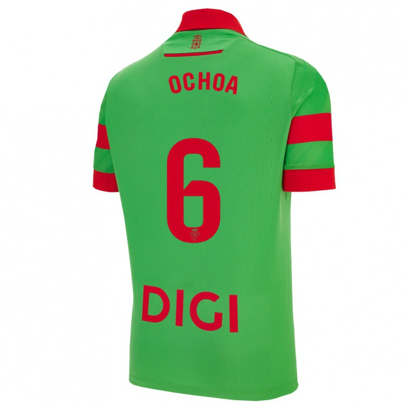 Danxen Män Celia Ochoa Ibañez #6 Grön Röd Bortatröja Matchtröjor 2025/26 Tröjor T-Tröja