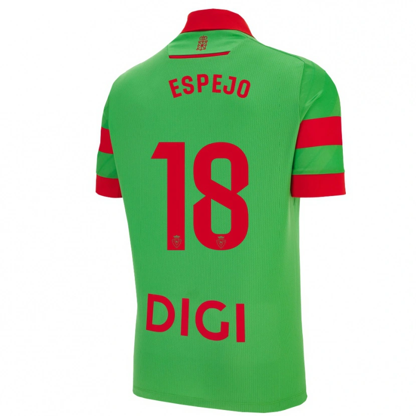 Danxen Män Diego Espejo #18 Grön Röd Bortatröja Matchtröjor 2025/26 Tröjor T-Tröja