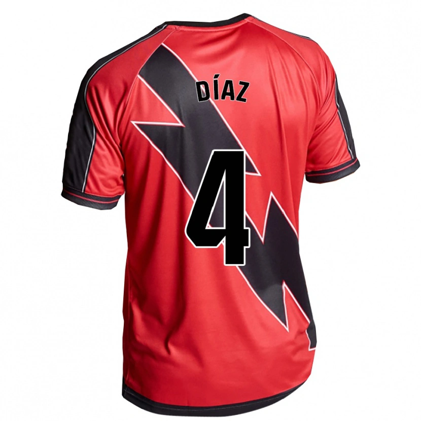 Danxen Män Pedro Díaz #4 Röd Svart Bortatröja Matchtröjor 2025/26 Tröjor T-Tröja