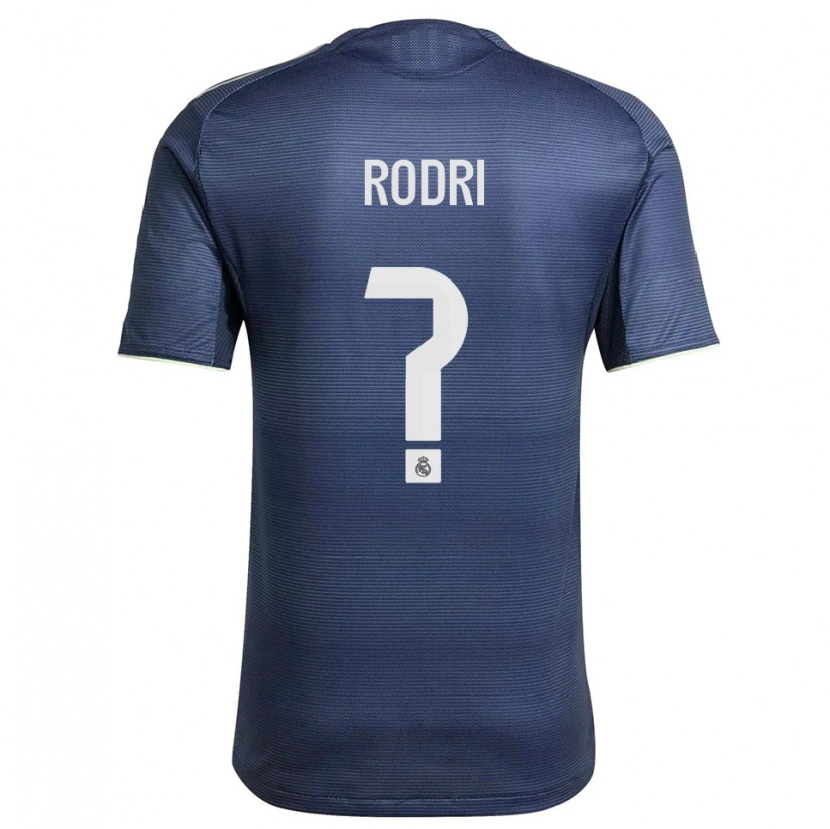 Danxen Män Rodri #0 Marinblå Silver Bortatröja Matchtröjor 2025/26 Tröjor T-Tröja