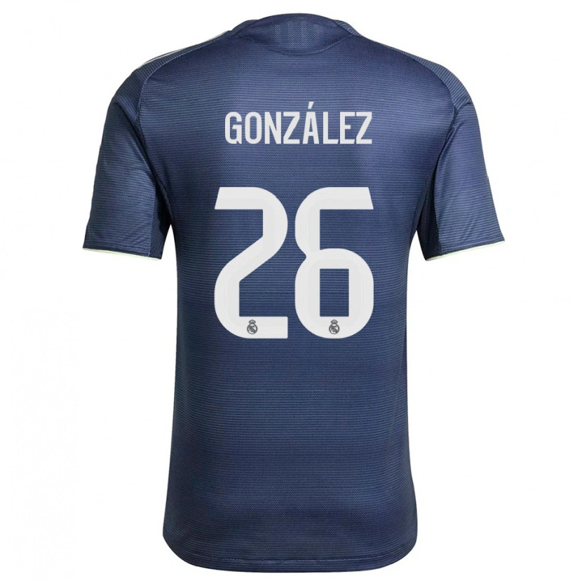 Danxen Män Fran González #26 Marinblå Silver Bortatröja Matchtröjor 2025/26 Tröjor T-Tröja