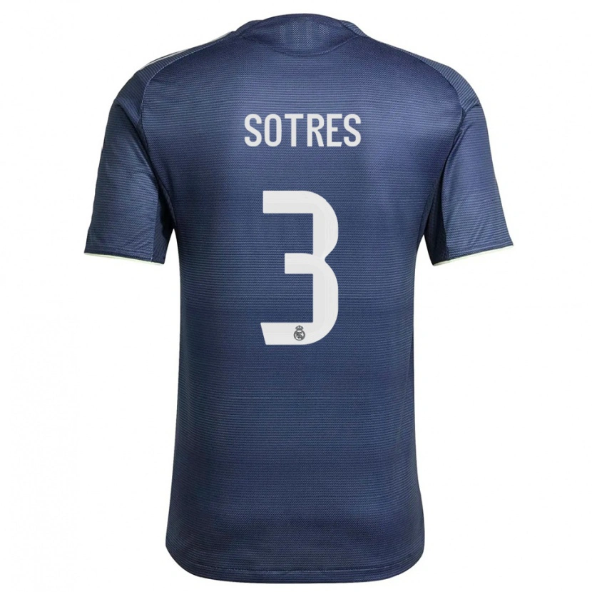 Danxen Män Alfredo Sotres #3 Marinblå Silver Bortatröja Matchtröjor 2025/26 Tröjor T-Tröja