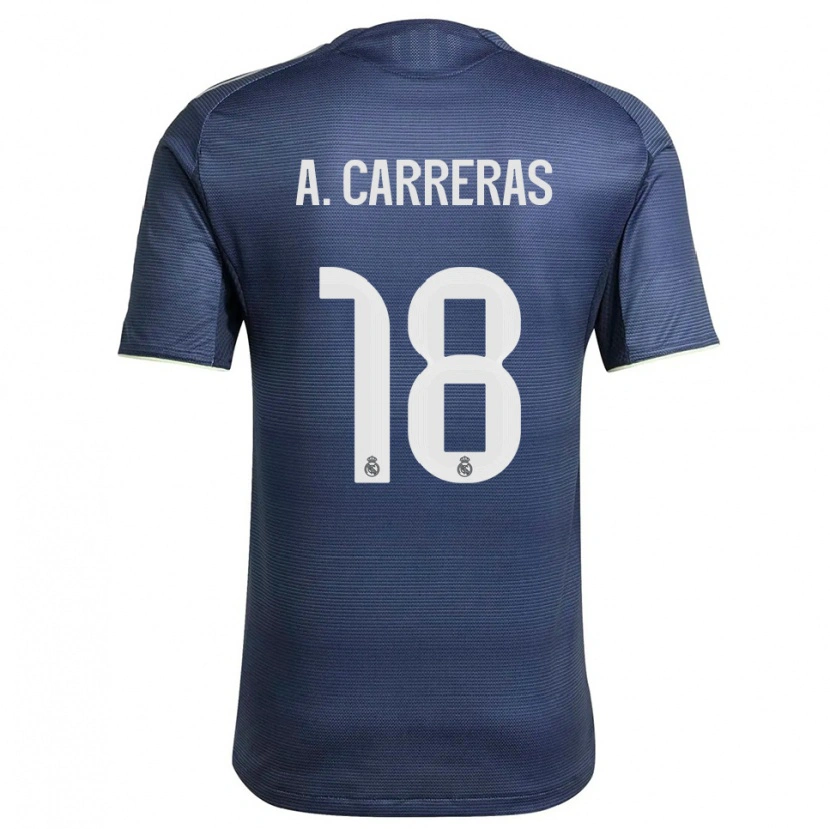 Danxen Män Álvaro Carreras #18 Marinblå Silver Bortatröja Matchtröjor 2025/26 Tröjor T-Tröja