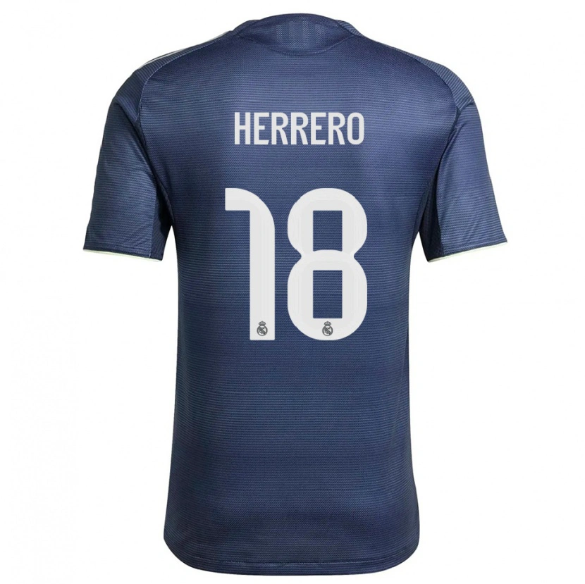 Danxen Män Enrique Herrero #18 Marinblå Silver Bortatröja Matchtröjor 2025/26 Tröjor T-Tröja