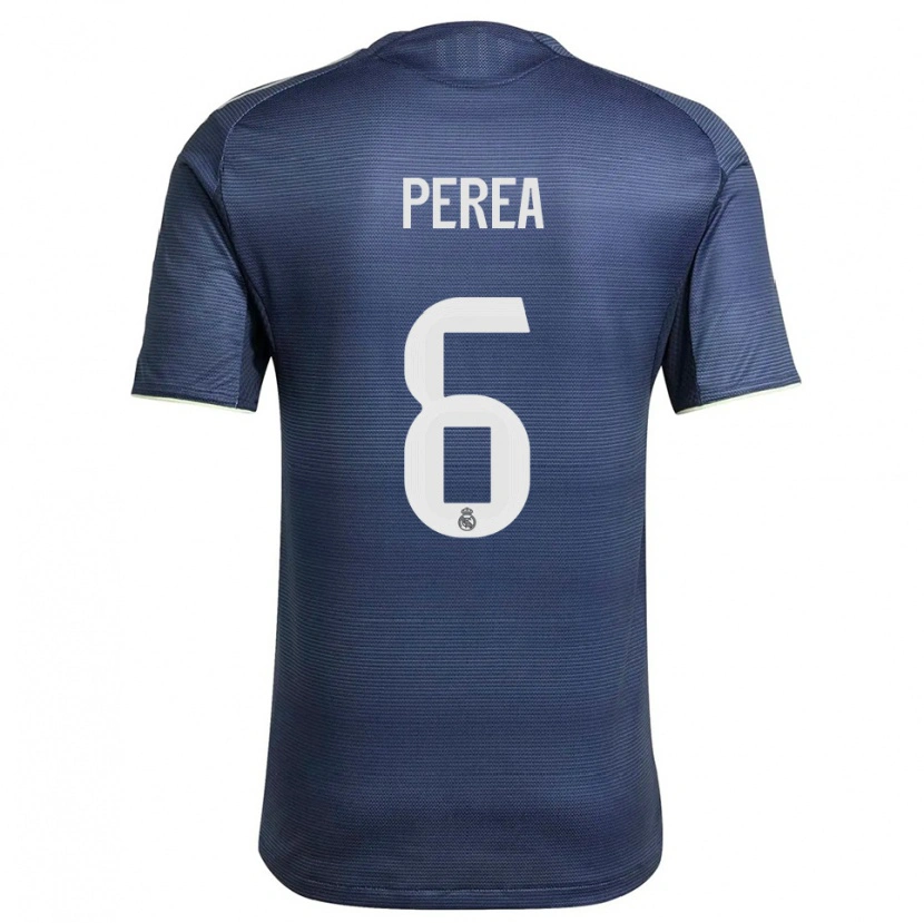 Danxen Män Cristian Perea #6 Marinblå Silver Bortatröja Matchtröjor 2025/26 Tröjor T-Tröja