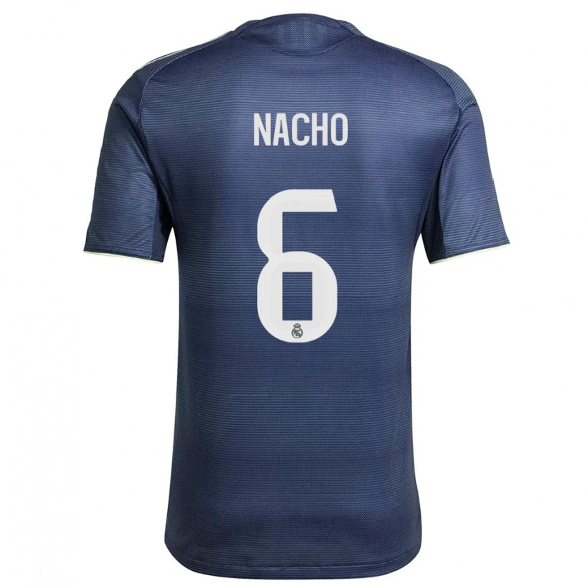 Danxen Män Nacho Fernandez #6 Marinblå Silver Bortatröja Matchtröjor 2025/26 Tröjor T-Tröja