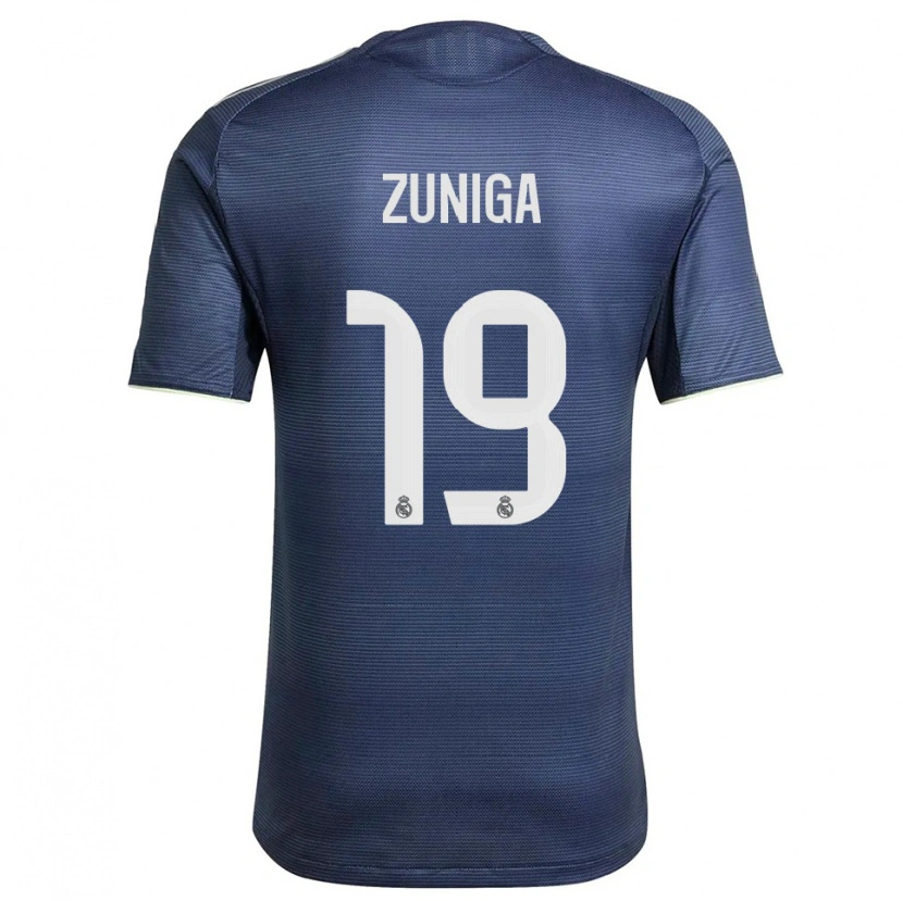 Danxen Män Loren Zúñiga #19 Marinblå Silver Bortatröja Matchtröjor 2025/26 Tröjor T-Tröja