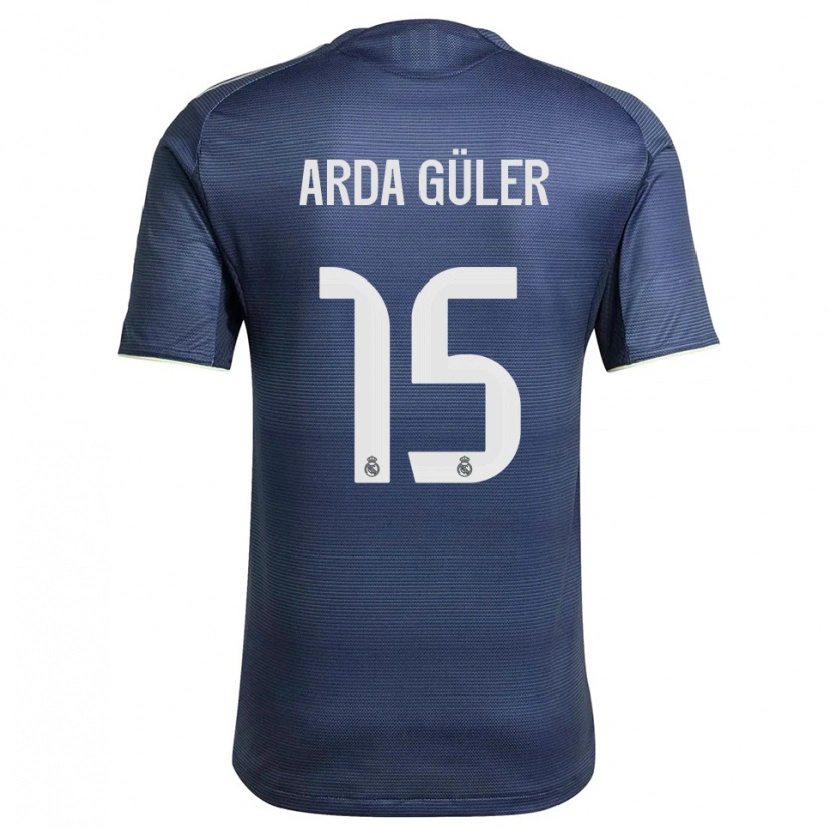 Danxen Män Arda Güler #15 Marinblå Silver Bortatröja Matchtröjor 2025/26 Tröjor T-Tröja