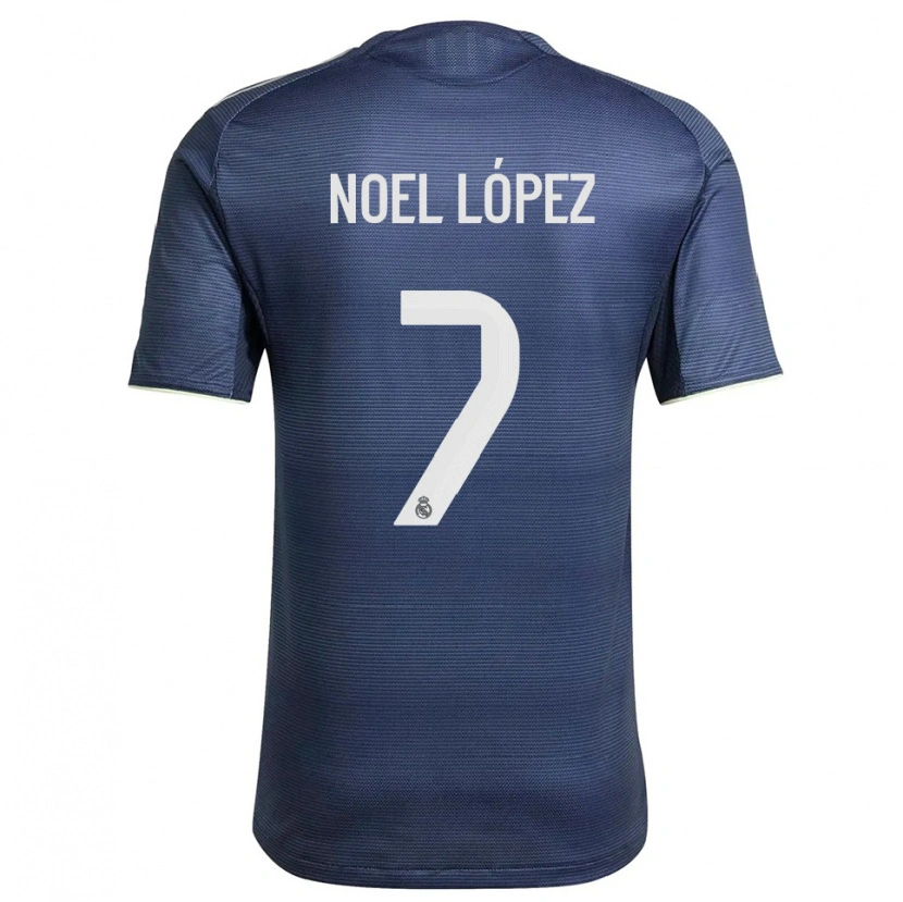 Danxen Män Noel López #7 Marinblå Silver Bortatröja Matchtröjor 2025/26 Tröjor T-Tröja