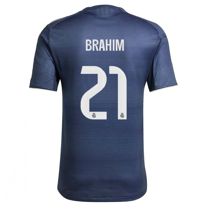 Danxen Män Brahim Díaz #21 Marinblå Silver Bortatröja Matchtröjor 2025/26 Tröjor T-Tröja