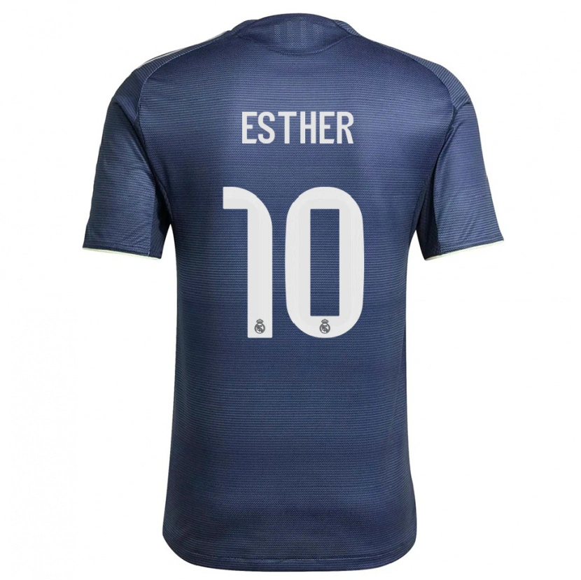 Danxen Män Esther Gonzalez #10 Marinblå Silver Bortatröja Matchtröjor 2025/26 Tröjor T-Tröja