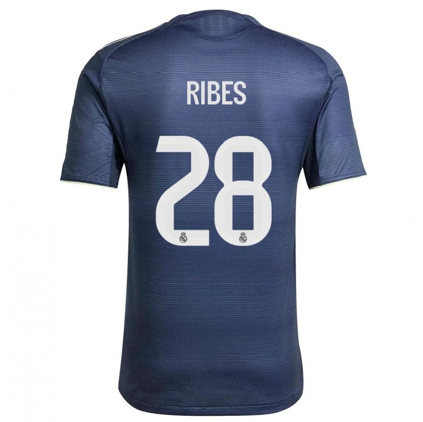 Danxen Män Kike Ribes #28 Marinblå Silver Bortatröja Matchtröjor 2025/26 Tröjor T-Tröja
