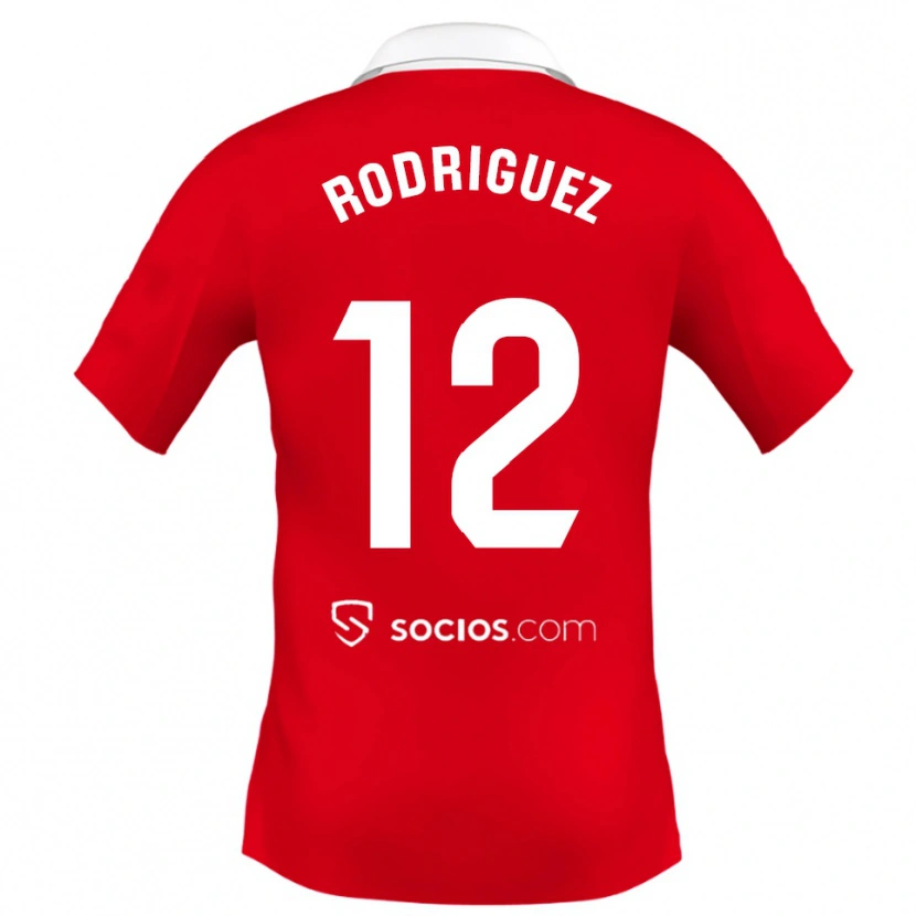 Danxen Män Lucía María Rodríguez Herrero #12 Röd Vit Grå Bortatröja Matchtröjor 2025/26 Tröjor T-Tröja