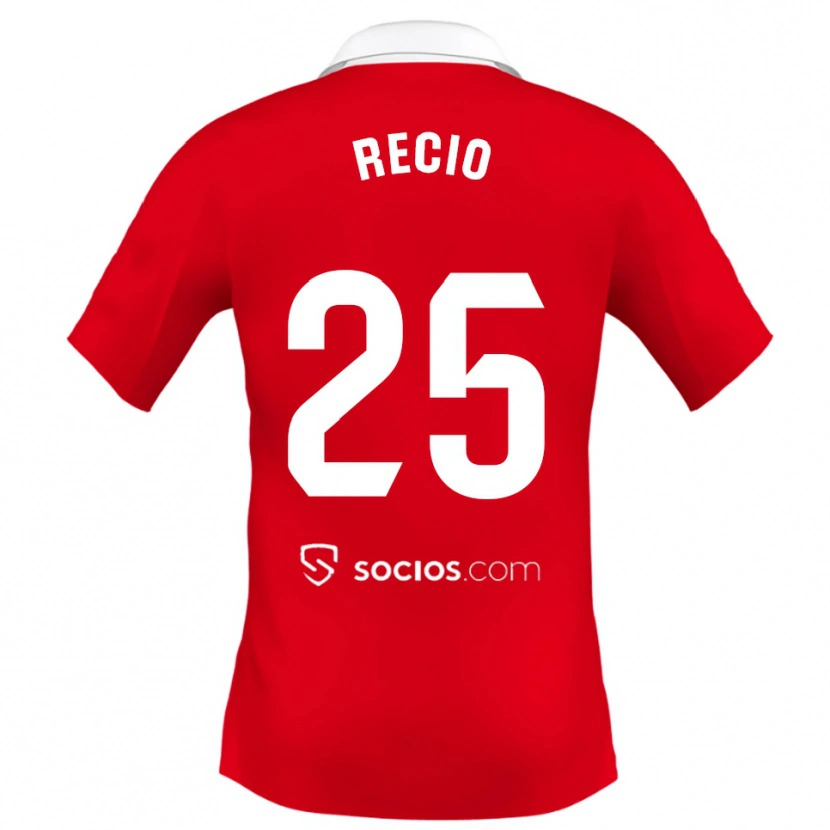 Danxen Män Sergio Recio #25 Röd Vit Grå Bortatröja Matchtröjor 2025/26 Tröjor T-Tröja
