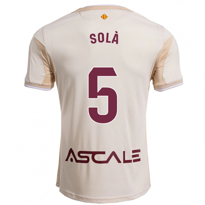 Danxen Män Arnau Solà #5 Off-White Bourgogne Bortatröja Matchtröjor 2025/26 Tröjor T-Tröja