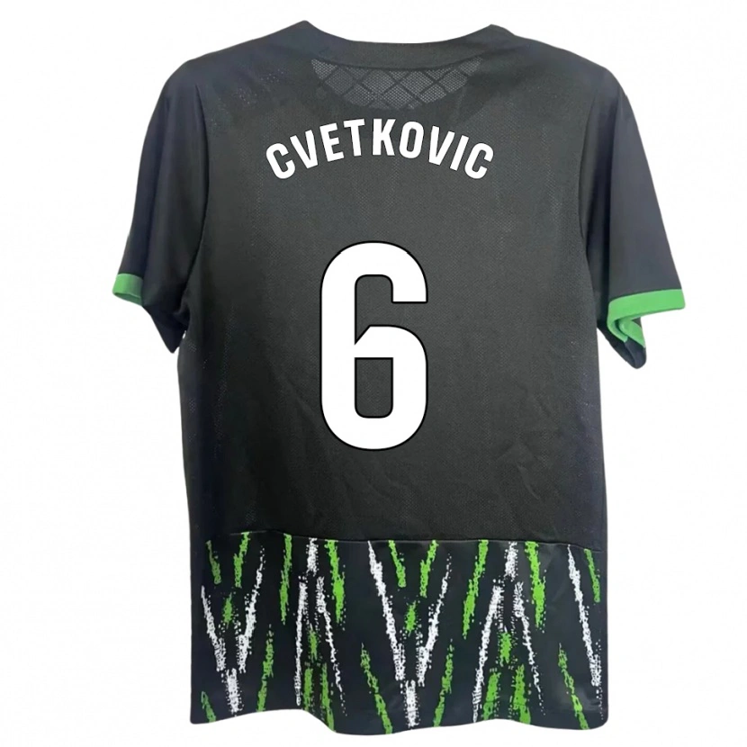 Danxen Män Novak Cvetkovic #6 Svart Grön Bortatröja Matchtröjor 2025/26 Tröjor T-Tröja