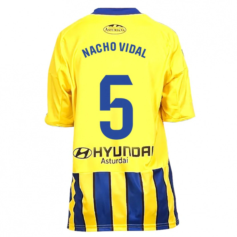 Danxen Män Nacho Vidal #5 Gul Blå Bortatröja Matchtröjor 2025/26 Tröjor T-Tröja