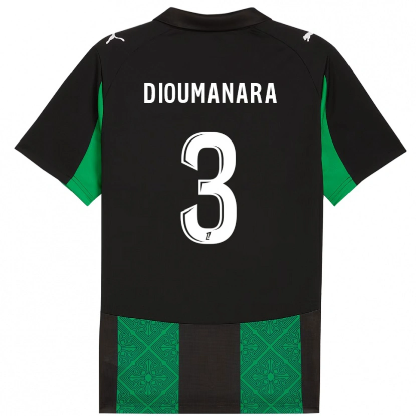 Danxen Män Sidi Dioumanara #3 Svart Grön Bortatröja Matchtröjor 2025/26 Tröjor T-Tröja