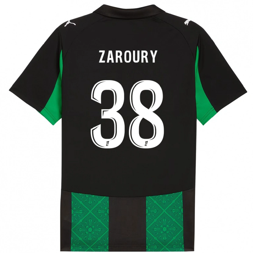 Danxen Män Anass Zaroury #38 Svart Grön Bortatröja Matchtröjor 2025/26 Tröjor T-Tröja