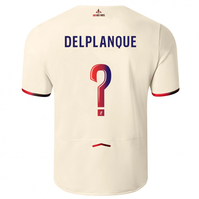 Danxen Män Gaël Delplanque #0 Off-White Röd Bortatröja Matchtröjor 2025/26 Tröjor T-Tröja