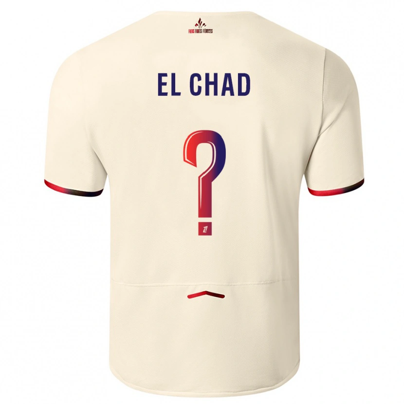 Danxen Män Nesryne El Chad #0 Off-White Röd Bortatröja Matchtröjor 2025/26 Tröjor T-Tröja