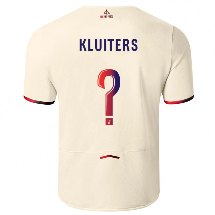 Danxen Män Luuk Kluiters #0 Off-White Röd Bortatröja Matchtröjor 2025/26 Tröjor T-Tröja