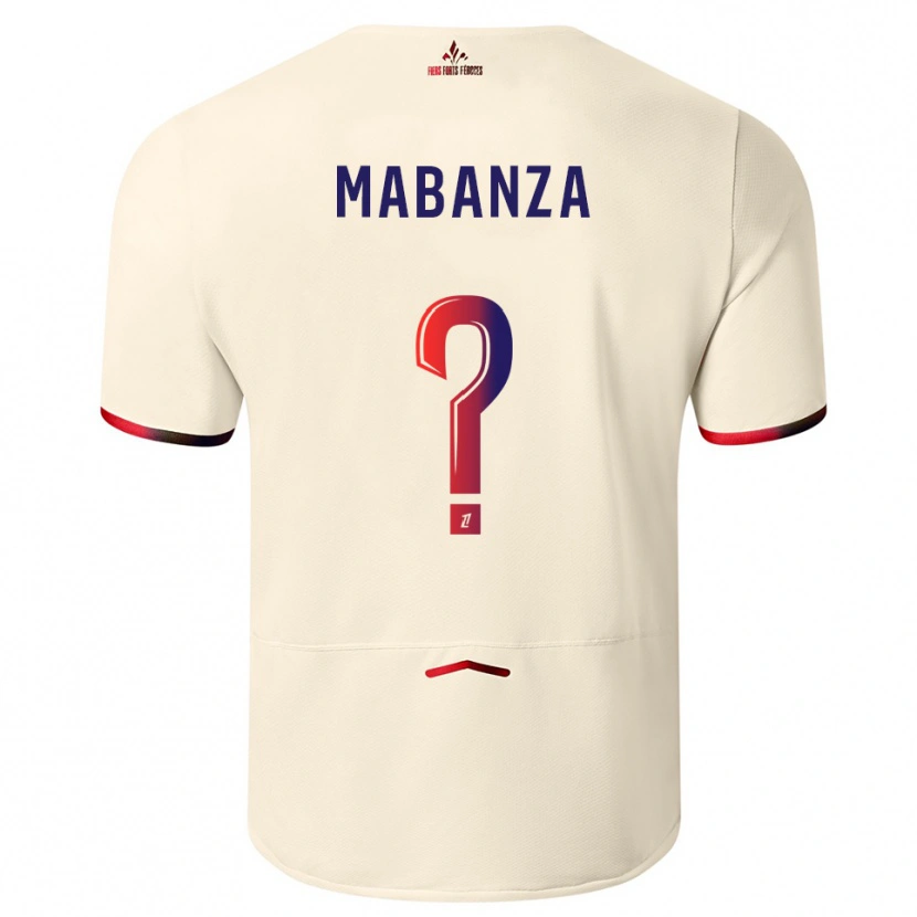 Danxen Män Carmel Mabanza #0 Off-White Röd Bortatröja Matchtröjor 2025/26 Tröjor T-Tröja