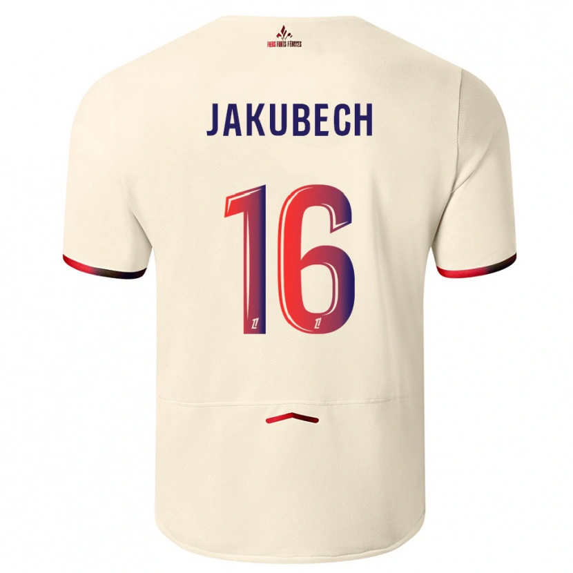 Danxen Män Adam Jakubech #16 Off-White Röd Bortatröja Matchtröjor 2025/26 Tröjor T-Tröja