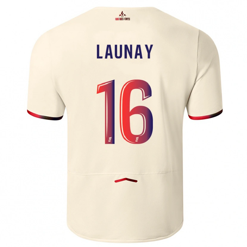 Danxen Män Elisa Launay #16 Off-White Röd Bortatröja Matchtröjor 2025/26 Tröjor T-Tröja