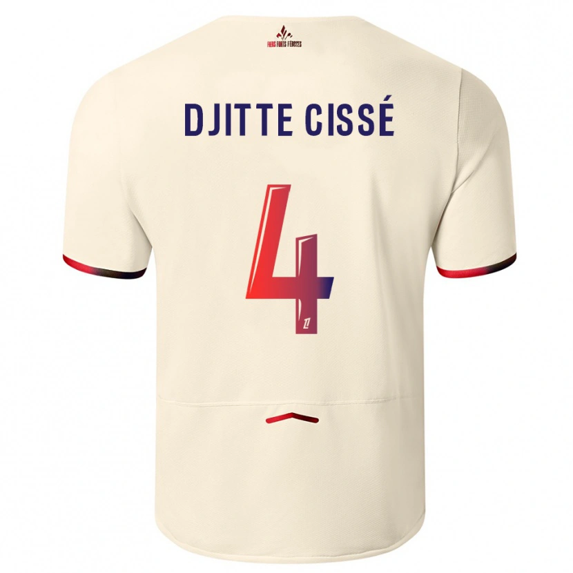 Danxen Män Babacar Djitte Cissé #4 Off-White Röd Bortatröja Matchtröjor 2025/26 Tröjor T-Tröja