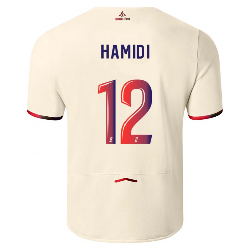 Danxen Män Kamel Hamidi #12 Off-White Röd Bortatröja Matchtröjor 2025/26 Tröjor T-Tröja
