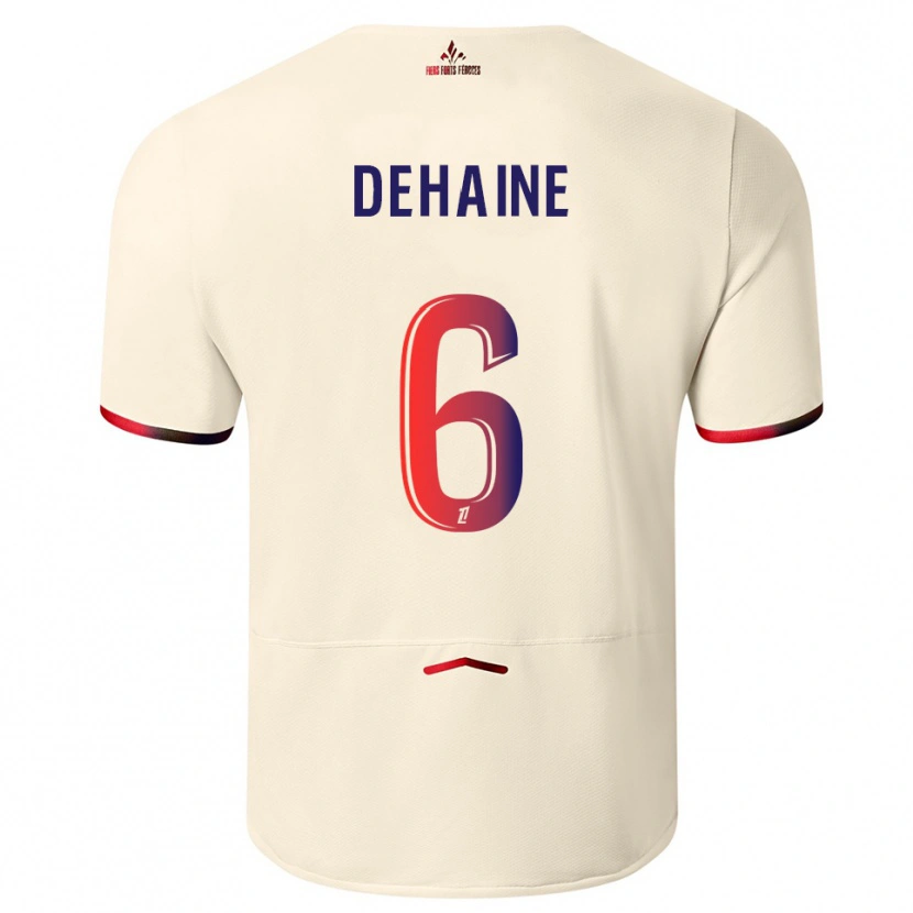 Danxen Män Axel Dehaine #6 Off-White Röd Bortatröja Matchtröjor 2025/26 Tröjor T-Tröja