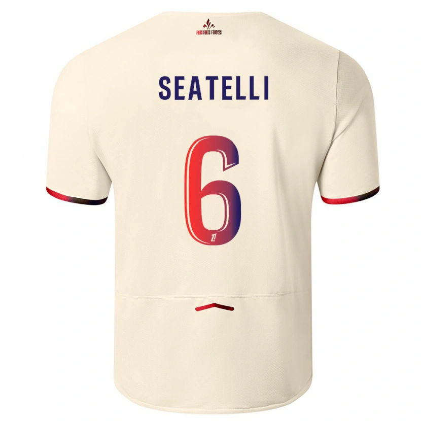 Danxen Män Adrien Seatelli #6 Off-White Röd Bortatröja Matchtröjor 2025/26 Tröjor T-Tröja