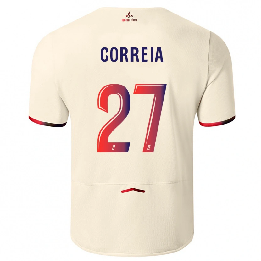 Danxen Män Félix Correia #27 Off-White Röd Bortatröja Matchtröjor 2025/26 Tröjor T-Tröja