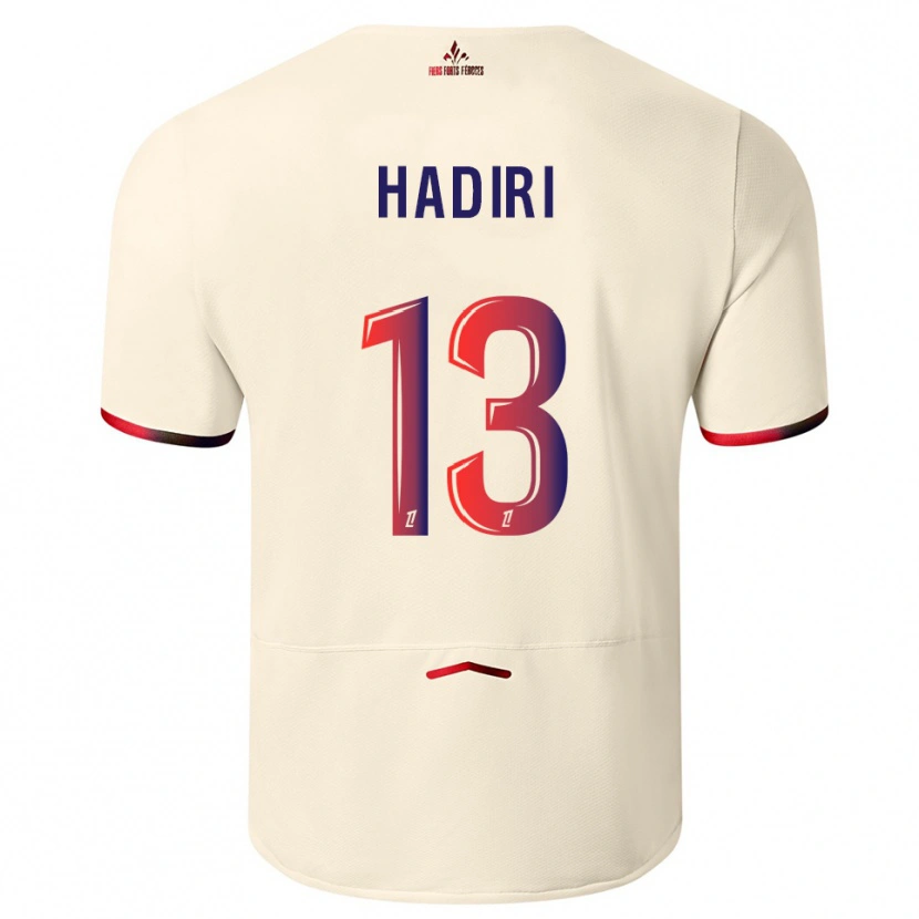 Danxen Män Elias Hadiri #13 Off-White Röd Bortatröja Matchtröjor 2025/26 Tröjor T-Tröja